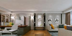 萬科大廈欣悅化妝品公司，白與黃的搭配，簡約、大氣！